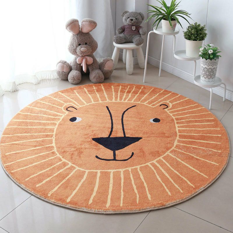 Brown and white Modern Design Round Area Rug