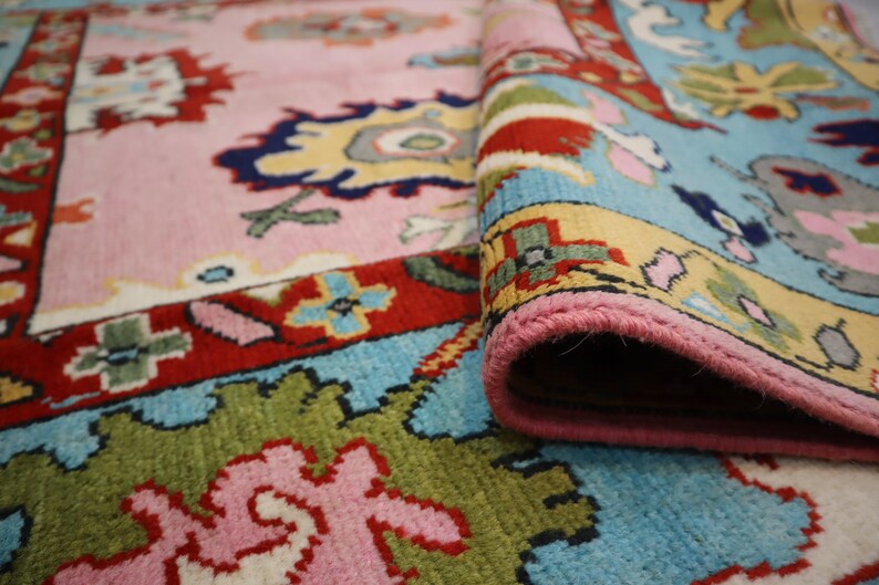 Colorful Oushak Wool Area Rug