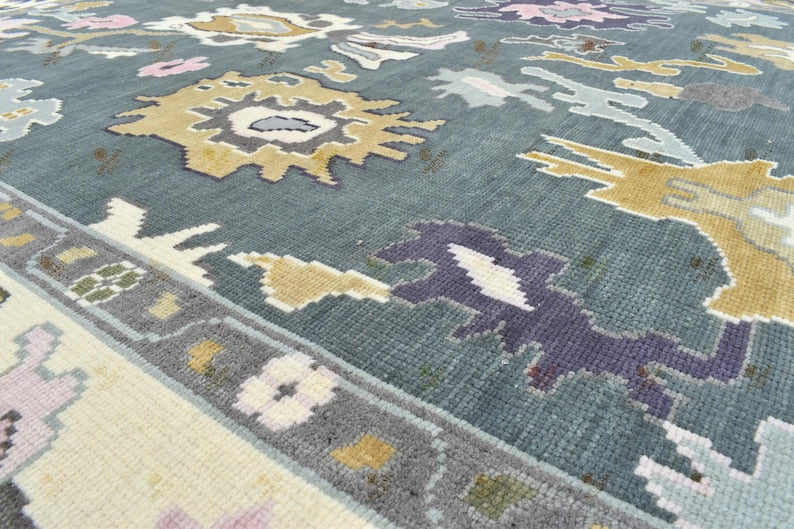 Sage green Ivory Oushak Rug – Luxurious Rug for Living Room, Bedroom & Dining Hall