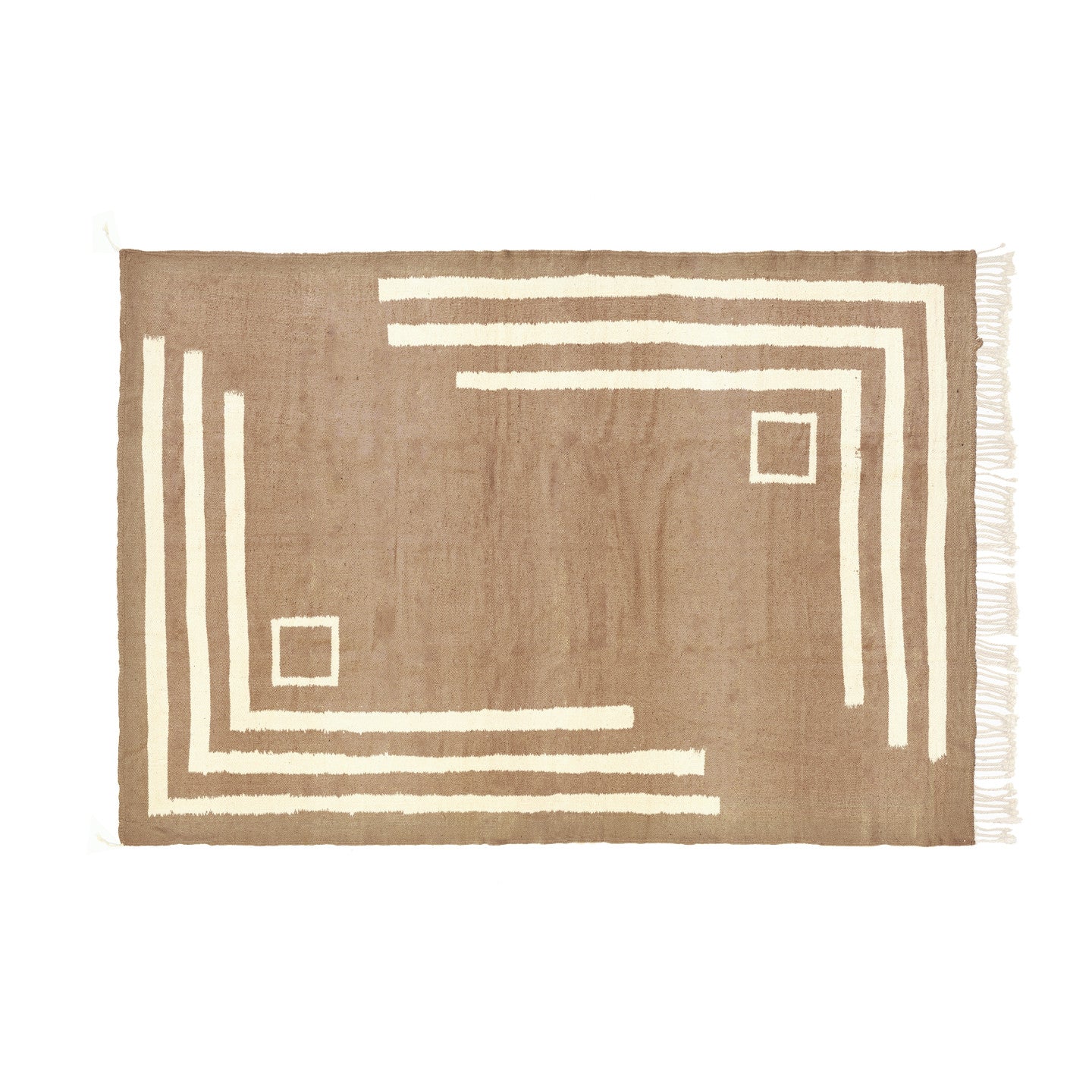 Corners Sahara Brown And Natural Wool Bisha Rugs