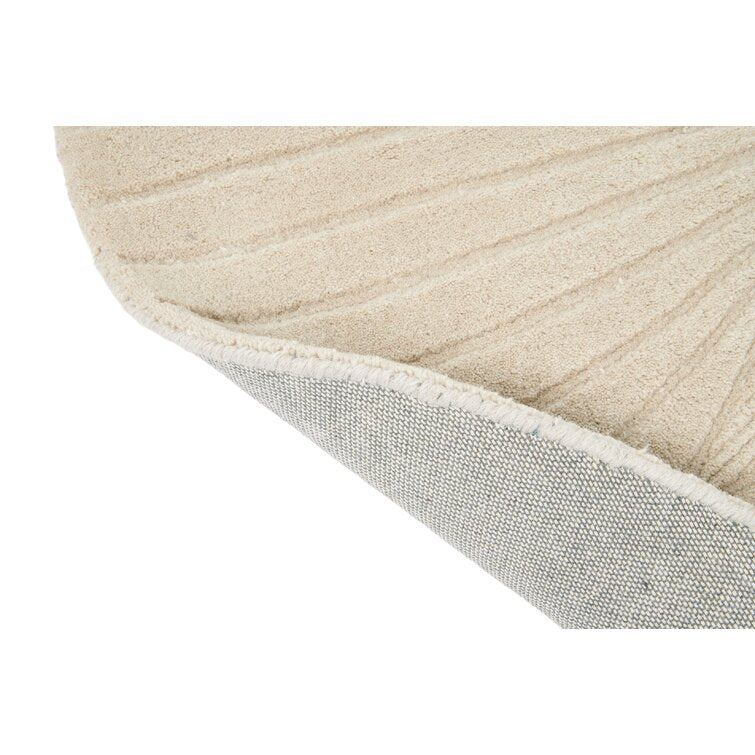 White Color Round Hand Tufted Wool Area Rug