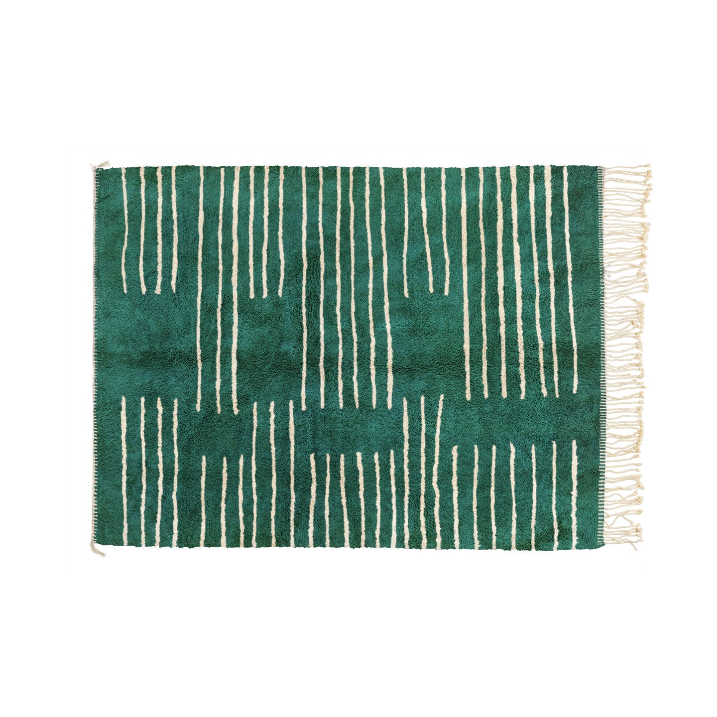Meeting Emerald Green and Natural Wool Bisha Rugs