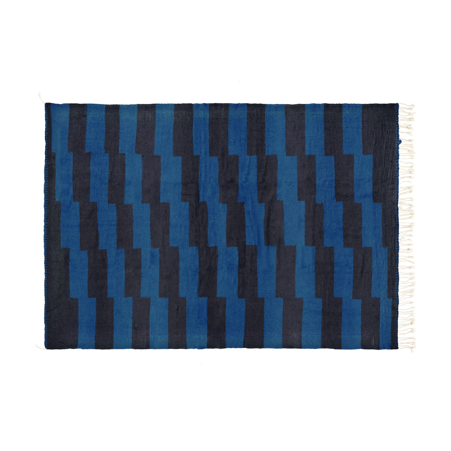 Steps II Azure Blue and Midnight Black Bisha Rugs