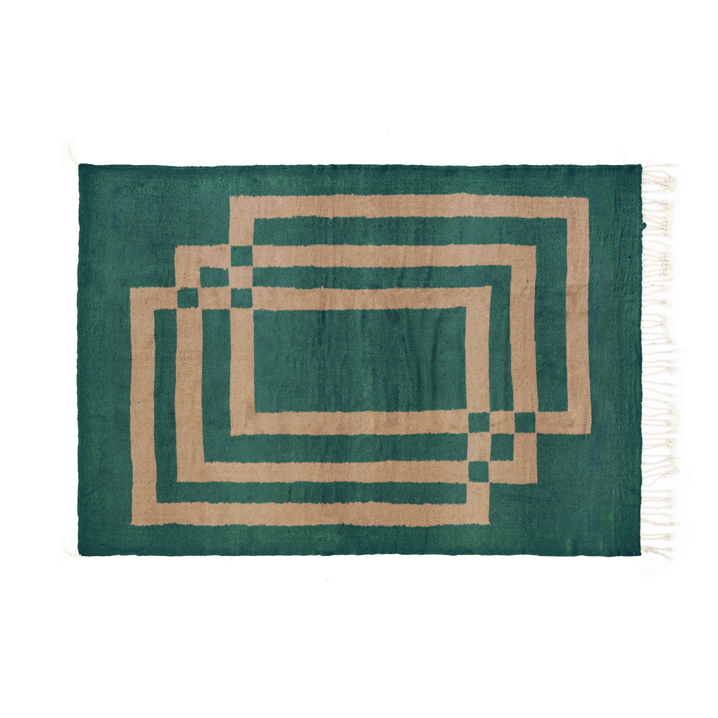 Trio Emerald Green and Sahara Brown Bisha Rugs