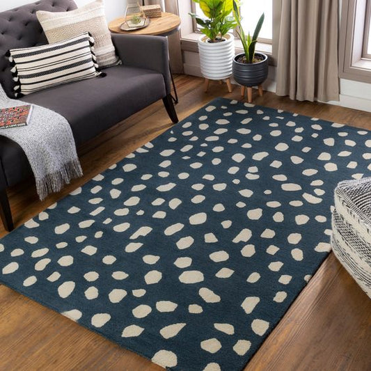 Blue and White Color Mark Design Rug