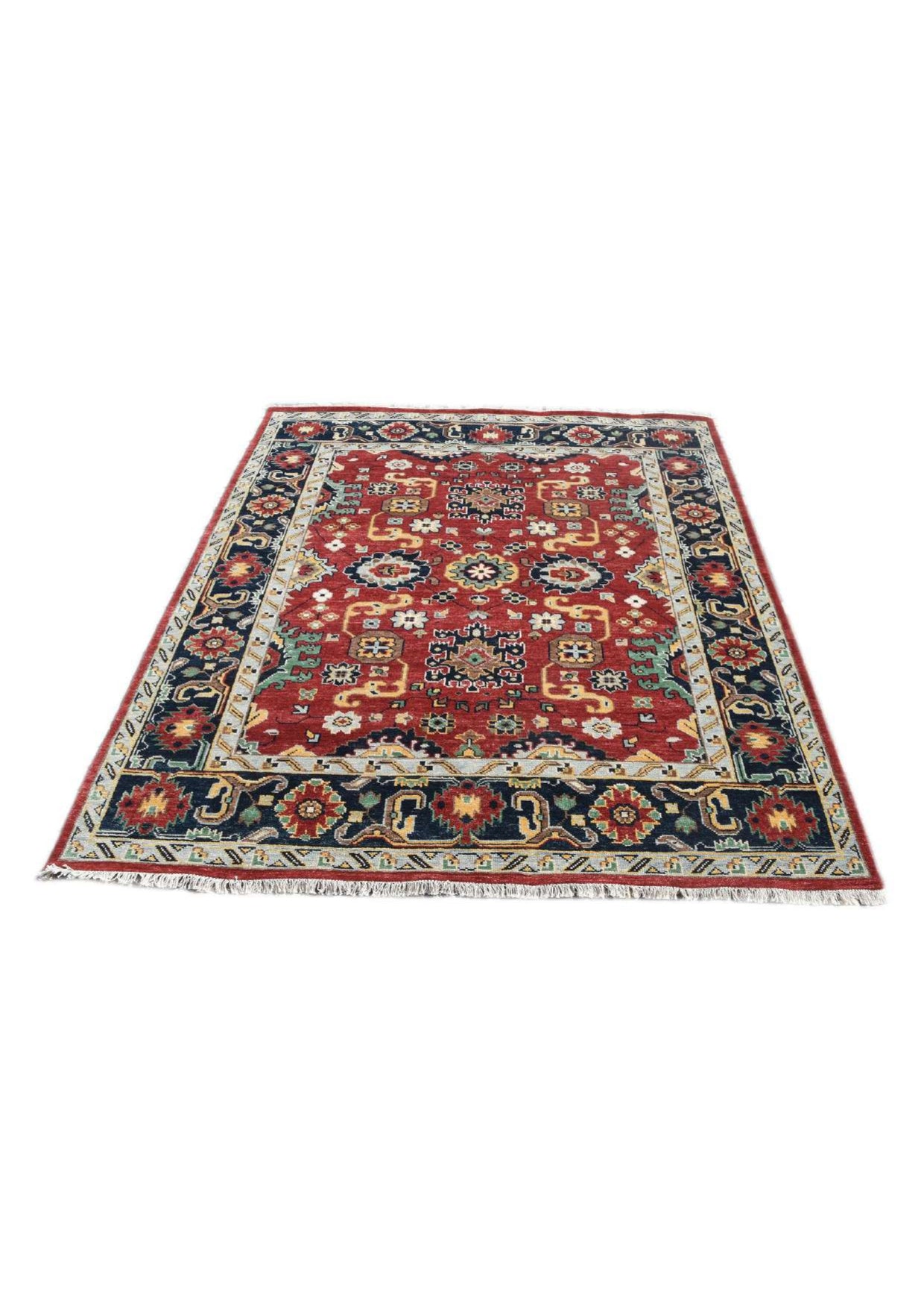 Turkish Orange Oushak Wool Area Rug