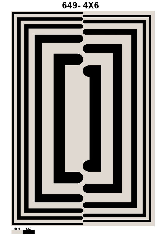 Beige and Black Color Wool Area Rug