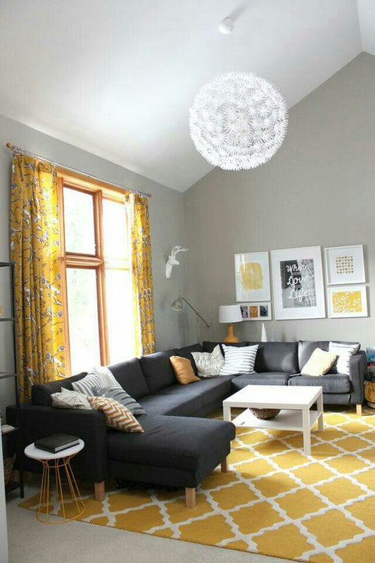 Mustard and White color Modern Design Area Rug-bisha-rugs