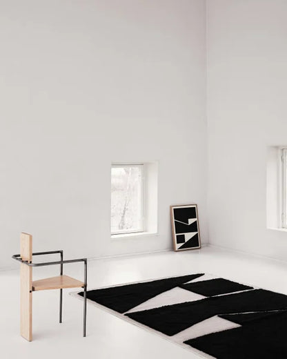 Dusty White & Black Color Modern Tufted Rug-Bisha Rugs