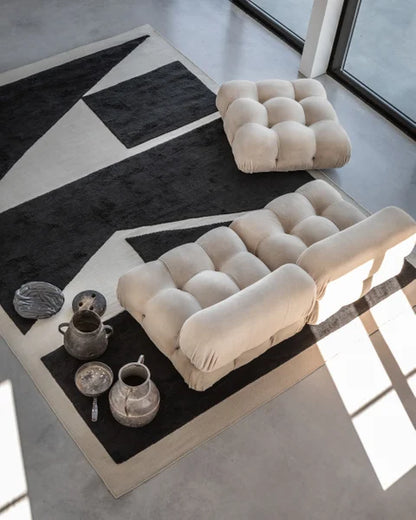 Dusty White & Black Color Modern Tufted Rug-Bisha Rugs