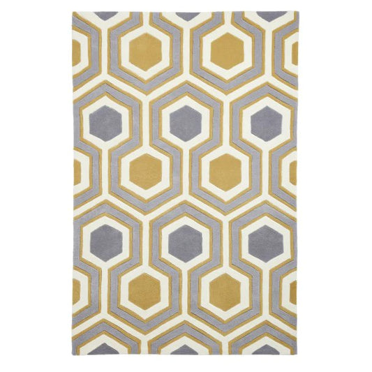 Yellow + Gray Color Modern Design Area Rug