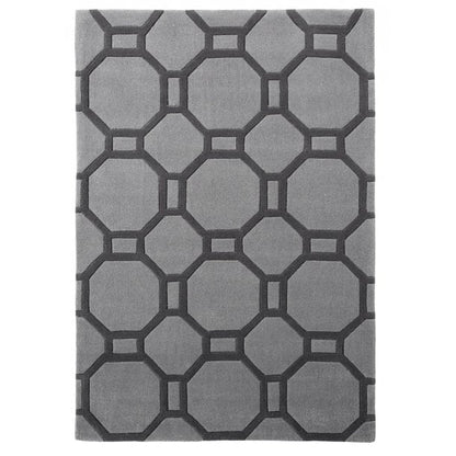 Gray Color Geomatrical Design Area Rug