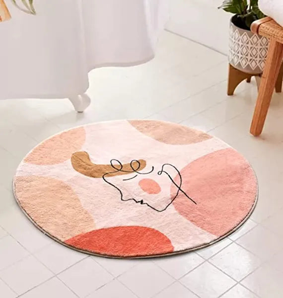 Simple Line Rug Round Imitation Cashmere Area Rug