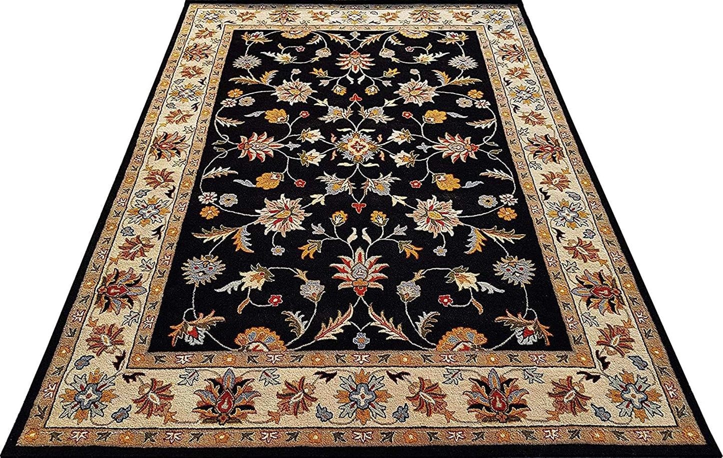 Handmade Black Brown Woolen Persian Rug