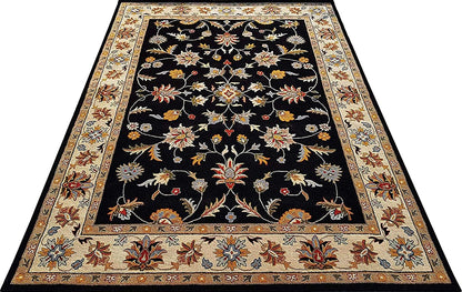 Handmade Black Brown Woolen Persian Rug
