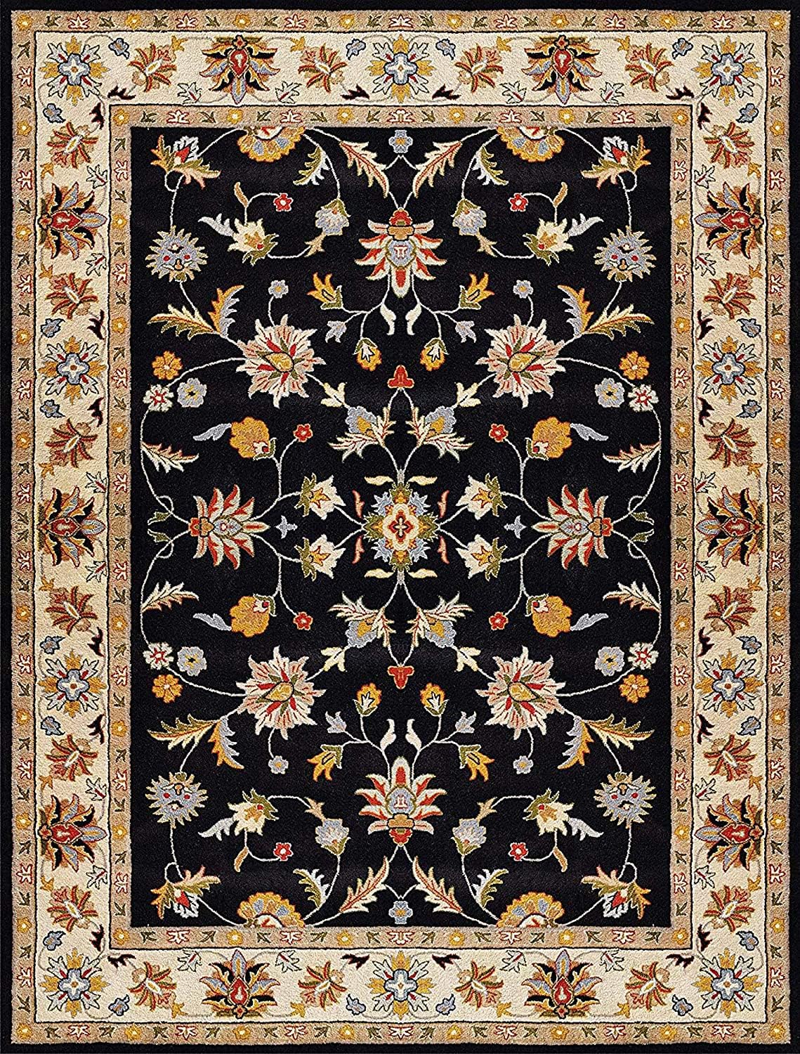 Handmade Black Brown Woolen Persian Rug