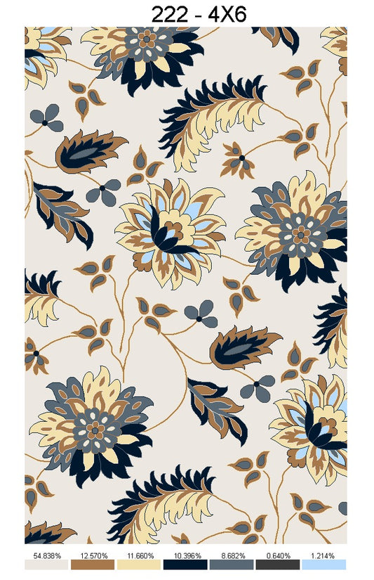 Floral Design Hand-Tufted Area Rug