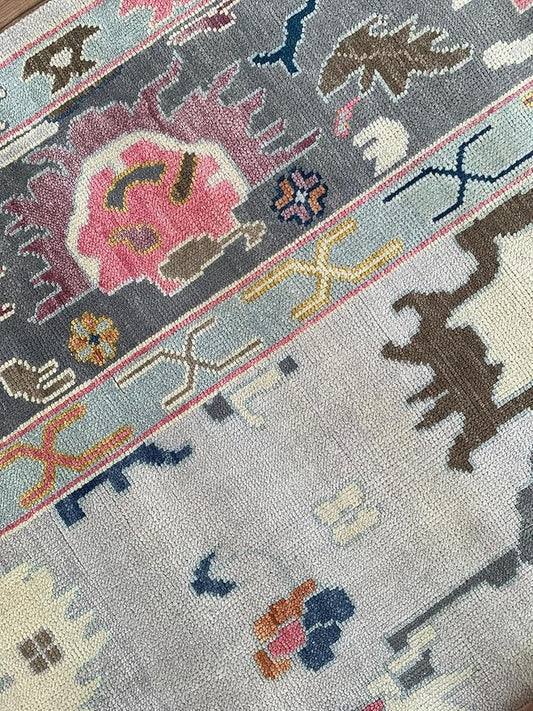Light Grey Color Vintage Oushak Rug