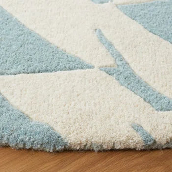 Light Blue and White Round Area Rug