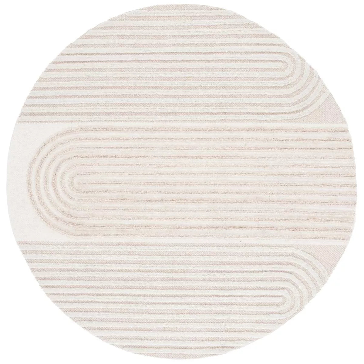 Round Beige Color Hand Tufted Rug-Bisha-Rugs