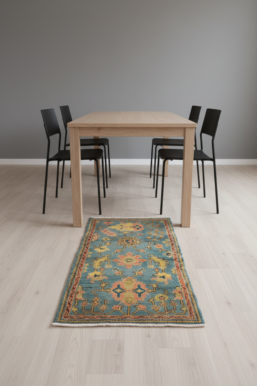 Vintage Oushak Wool Area Rug - Hand Knotted Turkish Design