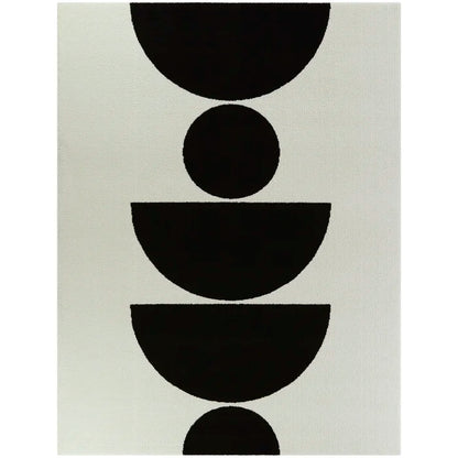 Black and White Half Circle Print Design Rug