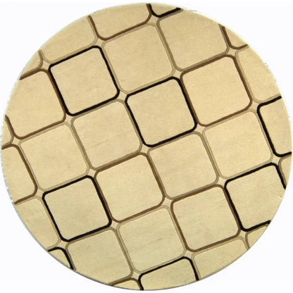 White Round Rug with Geometrical Patterns for Bedroom & Living Room.