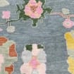 Gray Oushak Wool Rug - Turkish Hand-Knotted Area Rug with Peach & Gold