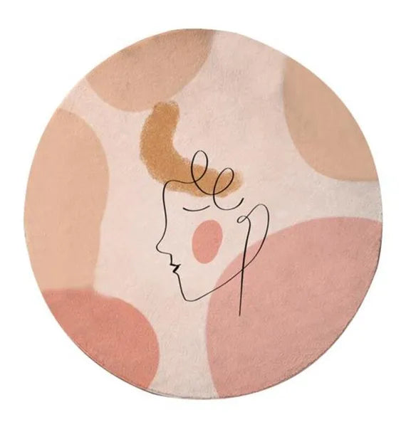 Simple Line Rug Round Imitation Cashmere Area Rug