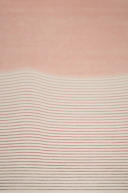 Peach And Cream Color Contour Design Area Rug - Bisha Rugs