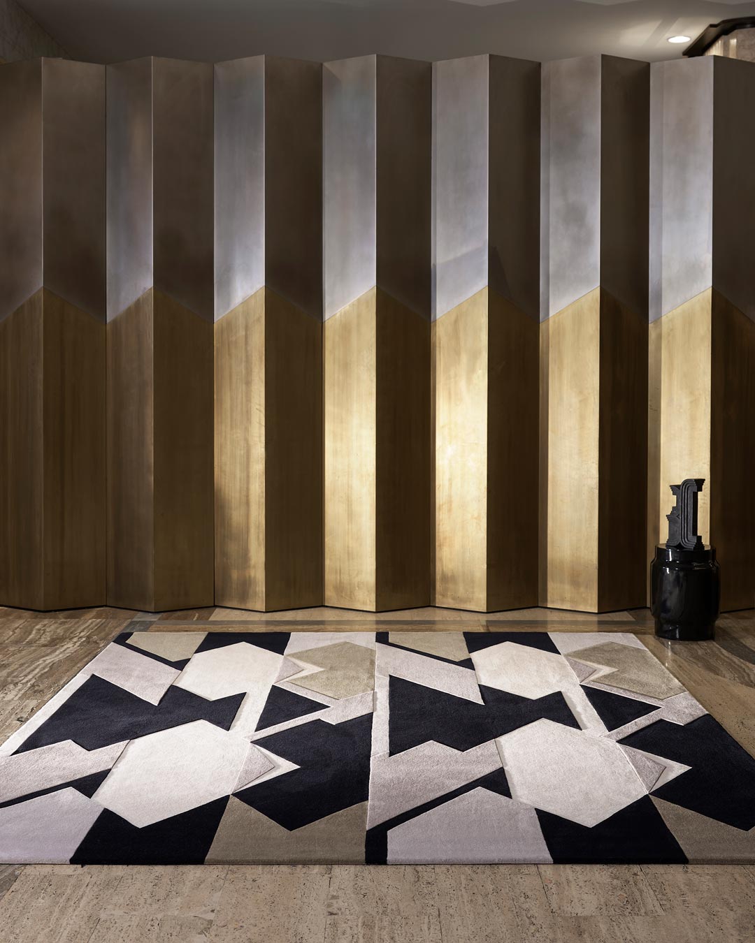 Golden Geometric Modern Area Rug-Bisha Rugs