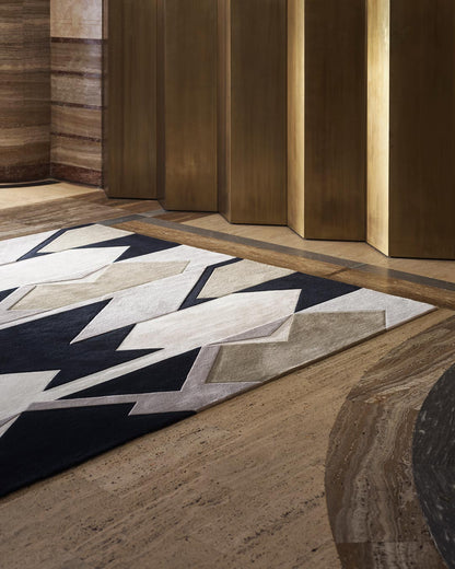 Golden Geometric Modern Area Rug-Bisha Rugs
