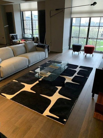 Black & Ivory Modern Design Rug For Living Room-Made in High Quality Wool-bisha-rugs