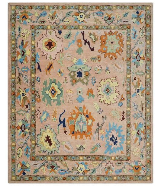 Pink & Peach Color Vintage Oushak Wool Area Rug