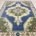 Blue Oushak Rug: Hand-Knotted Wool & Cotton Turkish Rug