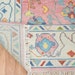 Hand-Knotted Oushak Wool Rug: Pink Beige Pastel Area Rug