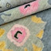 Gray Oushak Wool Rug - Turkish Hand-Knotted Area Rug with Peach & Gold