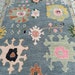 Gray Oushak Wool Rug - Turkish Hand-Knotted Area Rug with Peach & Gold