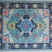 Hand-Knotted Blue Oushak Rug - Turkish Vintage-Inspired Carpet