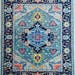Hand-Knotted Blue Oushak Rug - Turkish Vintage-Inspired Carpet