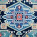 Hand-Knotted Blue Oushak Rug - Turkish Vintage-Inspired Carpet