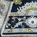 Hand-Knotted Dark Blue Oushak Rug - New Zealand Wool, Traditional Design