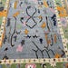 Hand Knottted Abstract Oushak Rug - Modern Geometric Design in Blue Green Color