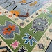 Hand Knottted Abstract Oushak Rug - Modern Geometric Design in Blue Green Color