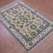 Hand Knotted Ivory Oushak Wool Rug - Floral Medallion