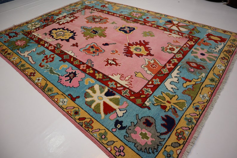 Colorful Oushak  Wool Area Rug