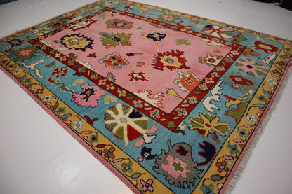 Colorful Oushak  Wool Area Rug