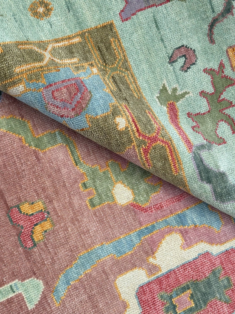 Hand Knotted Vintage Antique Turkish Oushak Area Rug