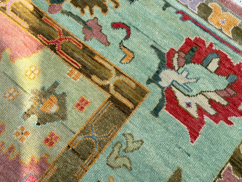 Hand Knotted Vintage Antique Turkish Oushak Area Rug