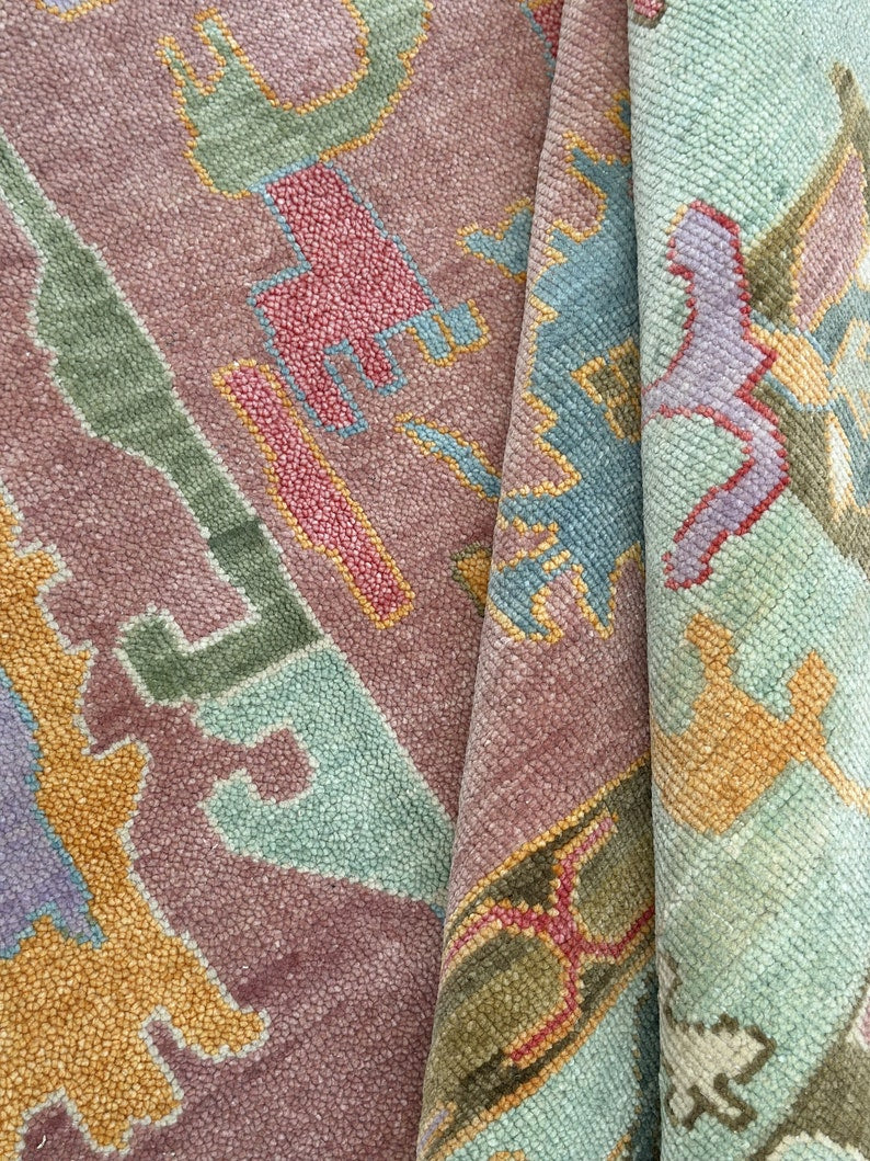 Hand Knotted Vintage Antique Turkish Oushak Area Rug